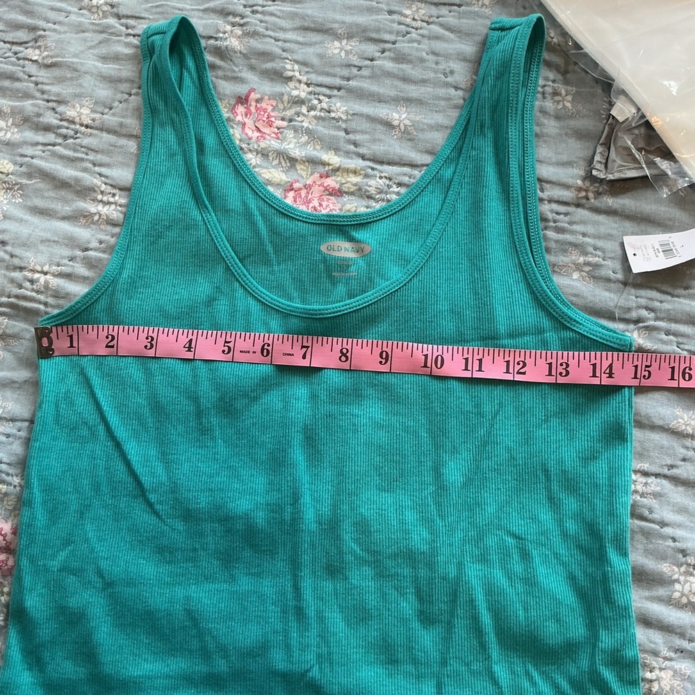 NWT Old Navy Blue Womens Cotton Blend Slim Fit Ribbed Tank Top Size Large - Picture 5 of 7